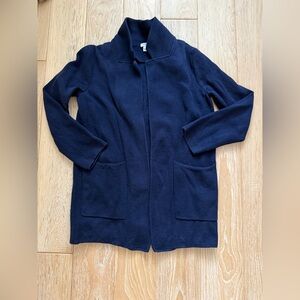 J.Crew women’s open knit blazer cardigan size S blue academia old money preppy